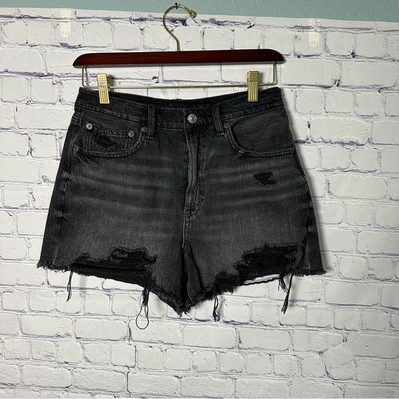 American Eagle Outfitters Pants - American Eagle Outfitters Black Distressed Jean Shorts Size 6